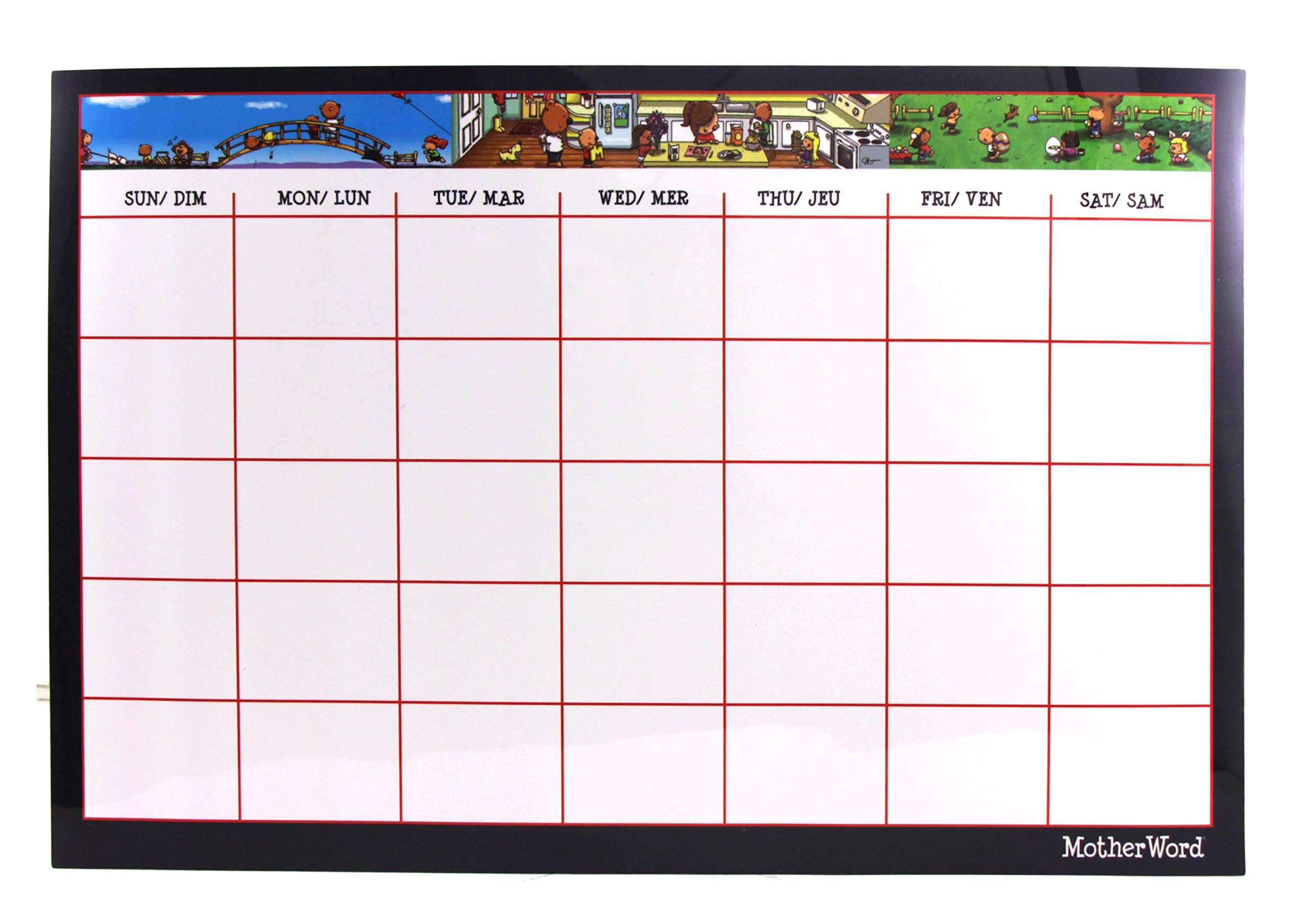 MotherWord Magnetic Dry Erase Calendar, 17 x 11 Inches, Includes 40 Magnetic Reminder Icons and Quartet Dry Erase Marker (MW6354F-708)