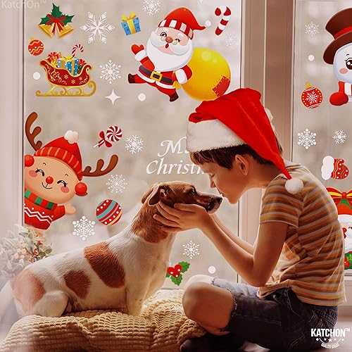Miniatura 7 de KatchOn, Adhesivos de Navidad para ventanas de cristal, 120 piezas, calcomanías de ventana de Navidad, decoraciones de ventana de Navidad