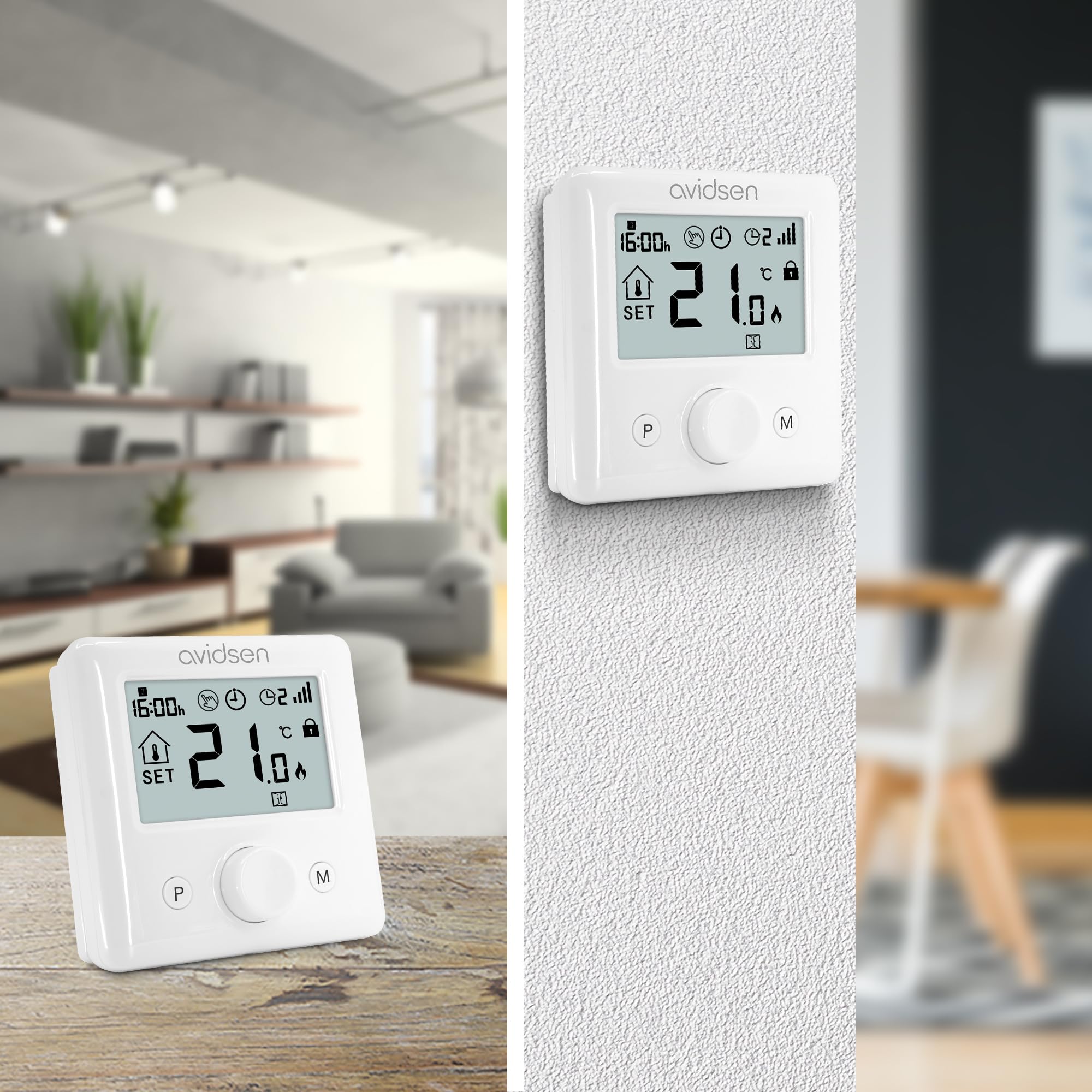 Avidsen 127047 Home Flow Smart wifi-thermostaat, bediening van de verwarmingsketel/warmwaterverwarming, wifi-verbinding met router, smartphone -app, zonder abonnement, installatie
