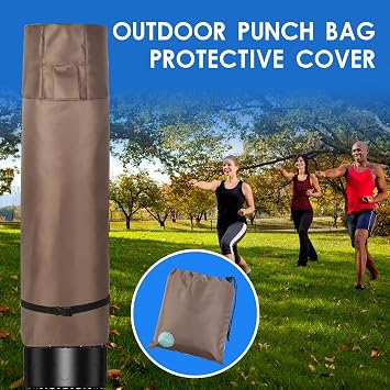 Outdoor Punch Bag Cover, Waterproof Stand Boxing Bag Covers with Side Zipper and Air Vent, 420D Oxford Brown