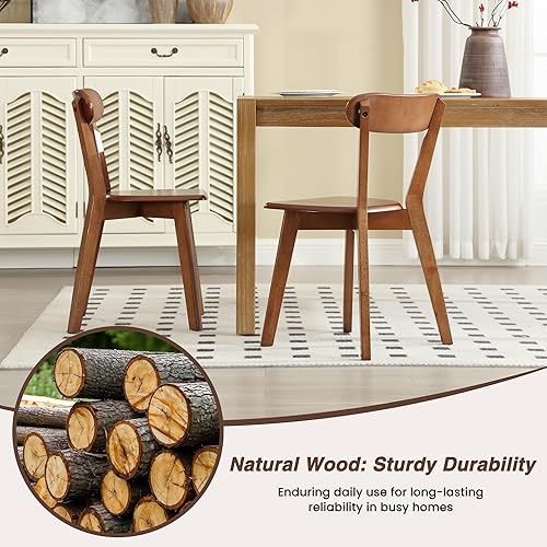 Miniatura 5 de HNY Juego de 4 sillas de comedor de madera maciza estilo granja, sillas de comedor modernas de mediados de siglo con respaldo curvado abierto,