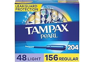 Tampax Pearl Tampons Multipack: Unscented, Regular Absorbency with LeakGuard Braid (204 Ct.)