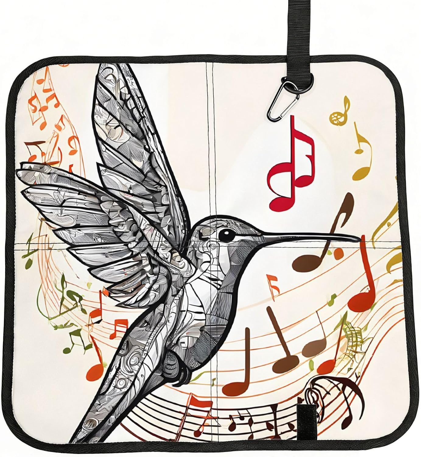 (Music Symbol) Sitting Pad Foldable Seat Cushion Lightweight Camping Seat Mat with Hook for Outdoor Hiking Picnic Camping