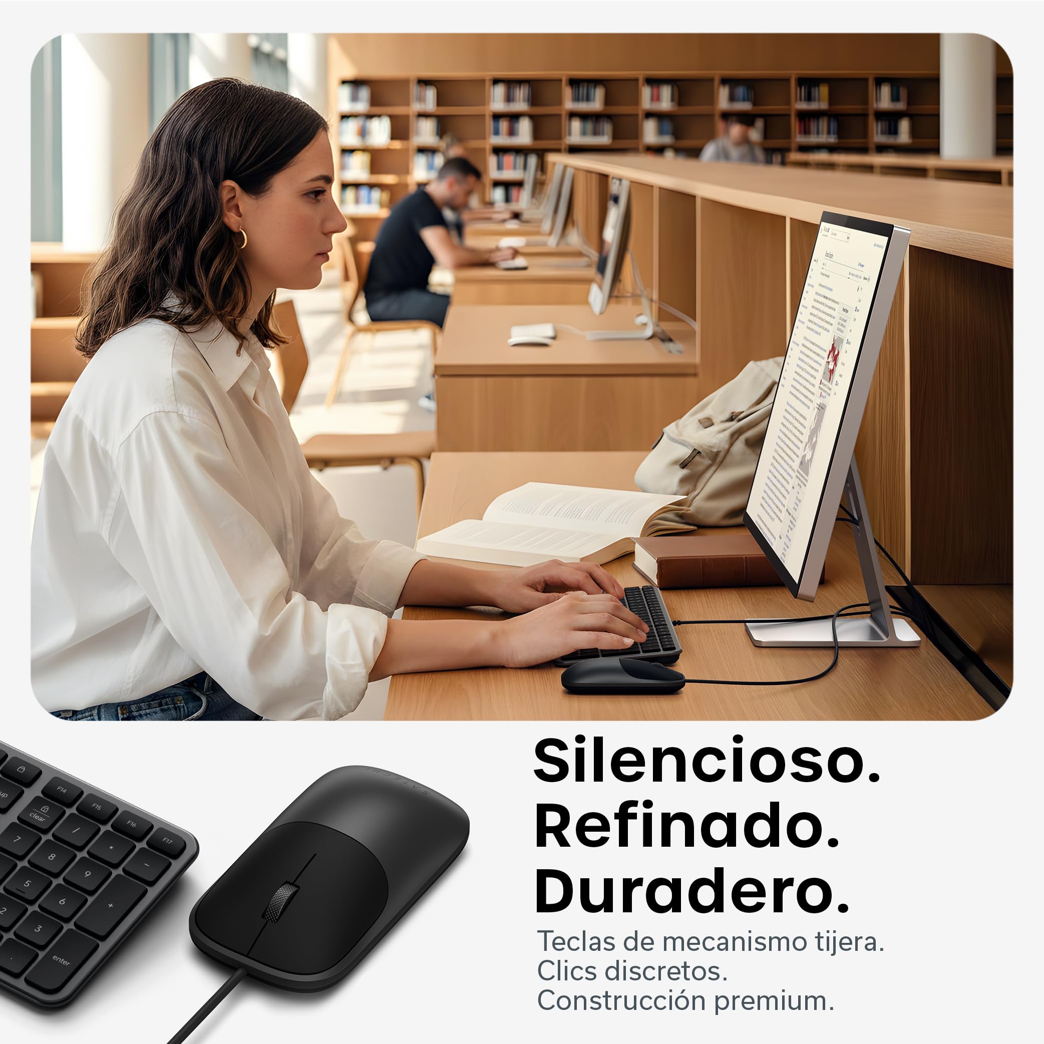 SATECHI Teclado y Ratón con Cable Slim CLX3, QWERTY US, Negro Espacial | Distribución Americana, teclado y ratón con cable, USB-C Plug and Play, para Mac, PC Windows y Android