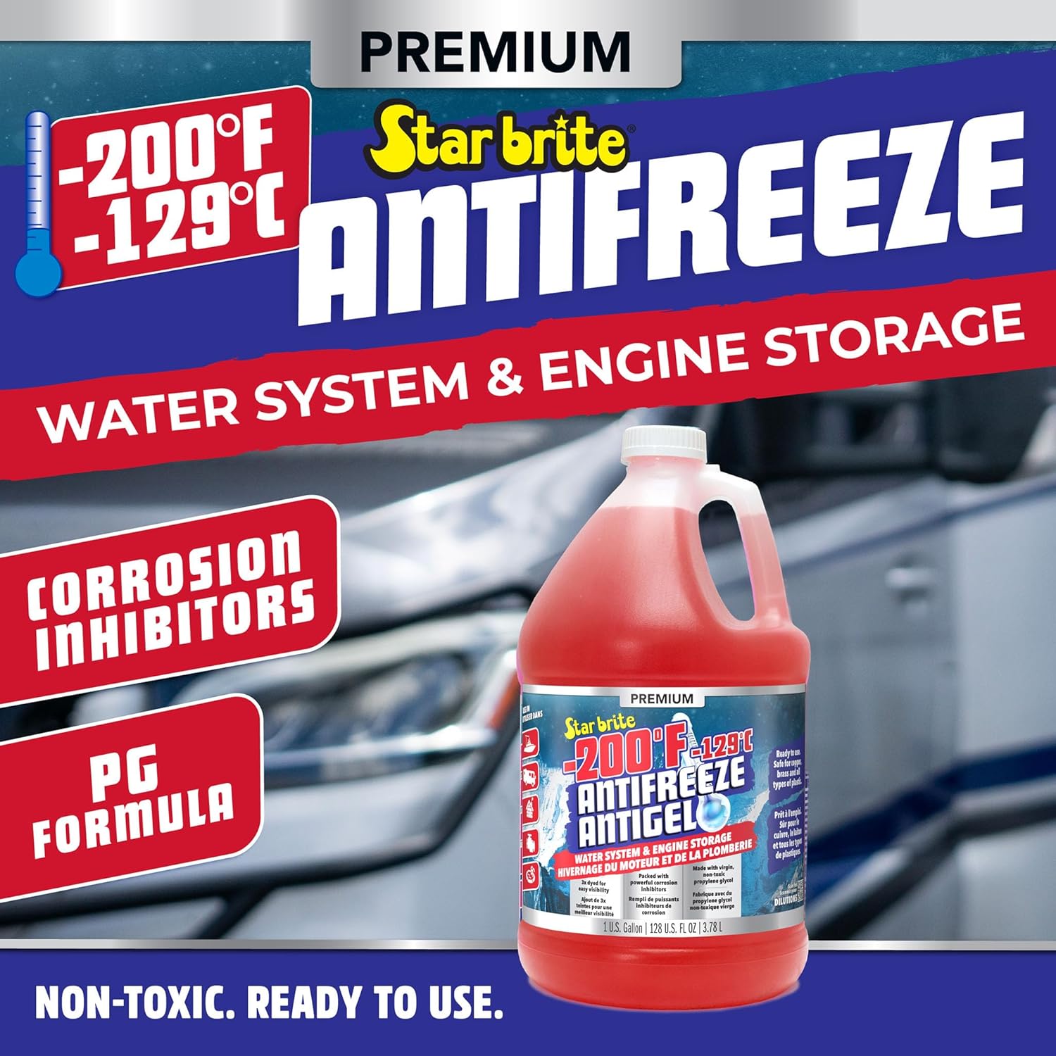 STAR BRITE Premium -200°F Antifreeze for RV, Marine & Water Systems, Propylene Glycol Formula with Corrosion Inhibitors, Ready-to-Use Cold Weather Protection