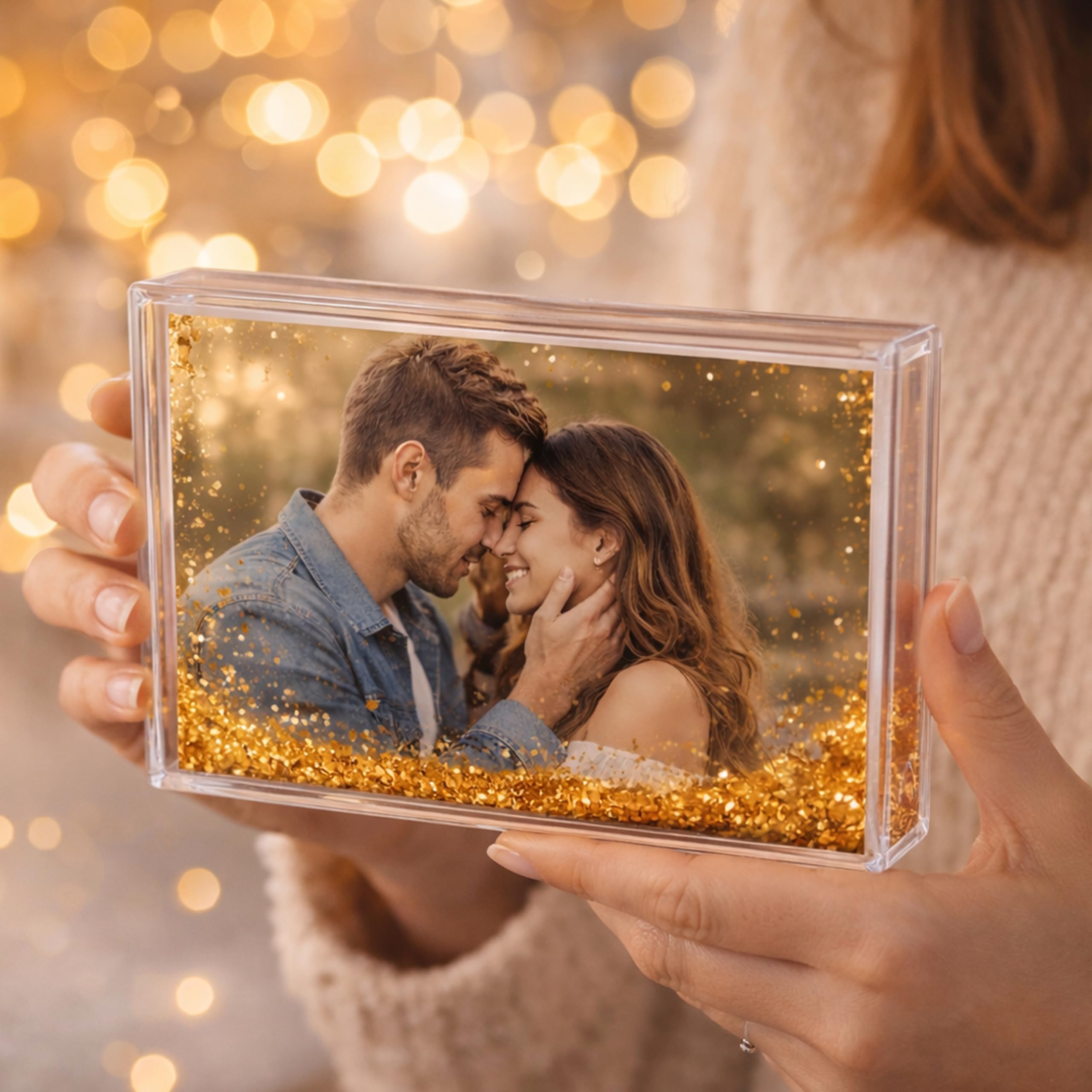 Art Street Golden Glitter Liquid Photo Frame, Desktop Table Frame with Floating Glitter, Acrylic Water Frames for Valentine's Day Gift, Anniversary, Couple Photo Display, Unique Gift, 4.2x6 Inch-picture-15