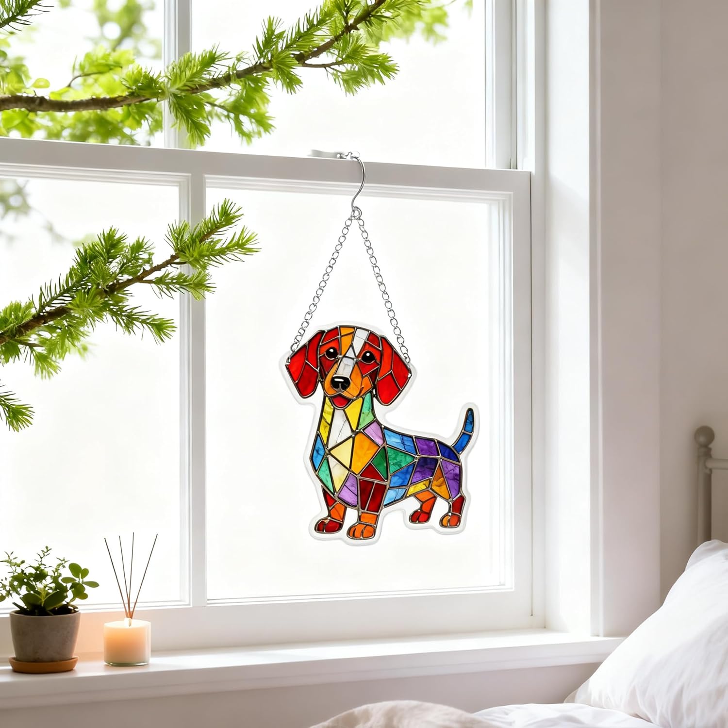 Colorful Dogs Acrylic Suncatchers for Windows Hanging Ornament Dachshund Gifts for Dog Lovers Women Friends Birthday Dachshund Christmas Decor Dog Window Decor for Home Bedroom Bathroom - Image 3