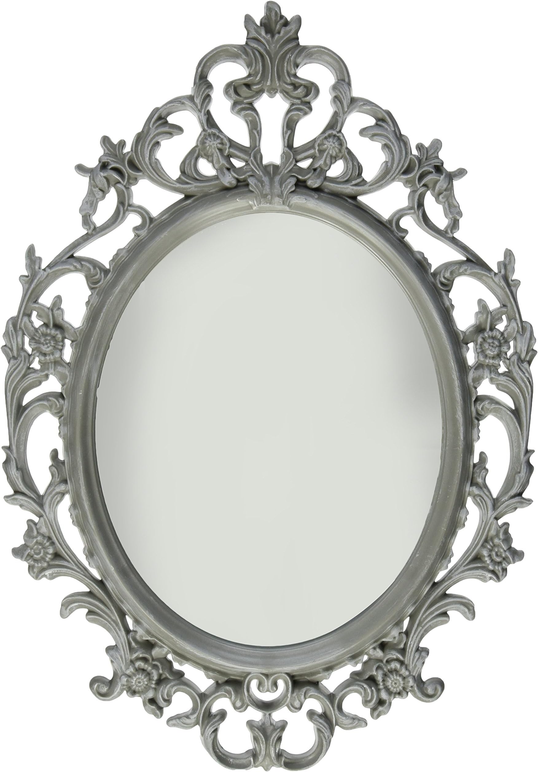 Kole Ornate Grey Oval Mirror