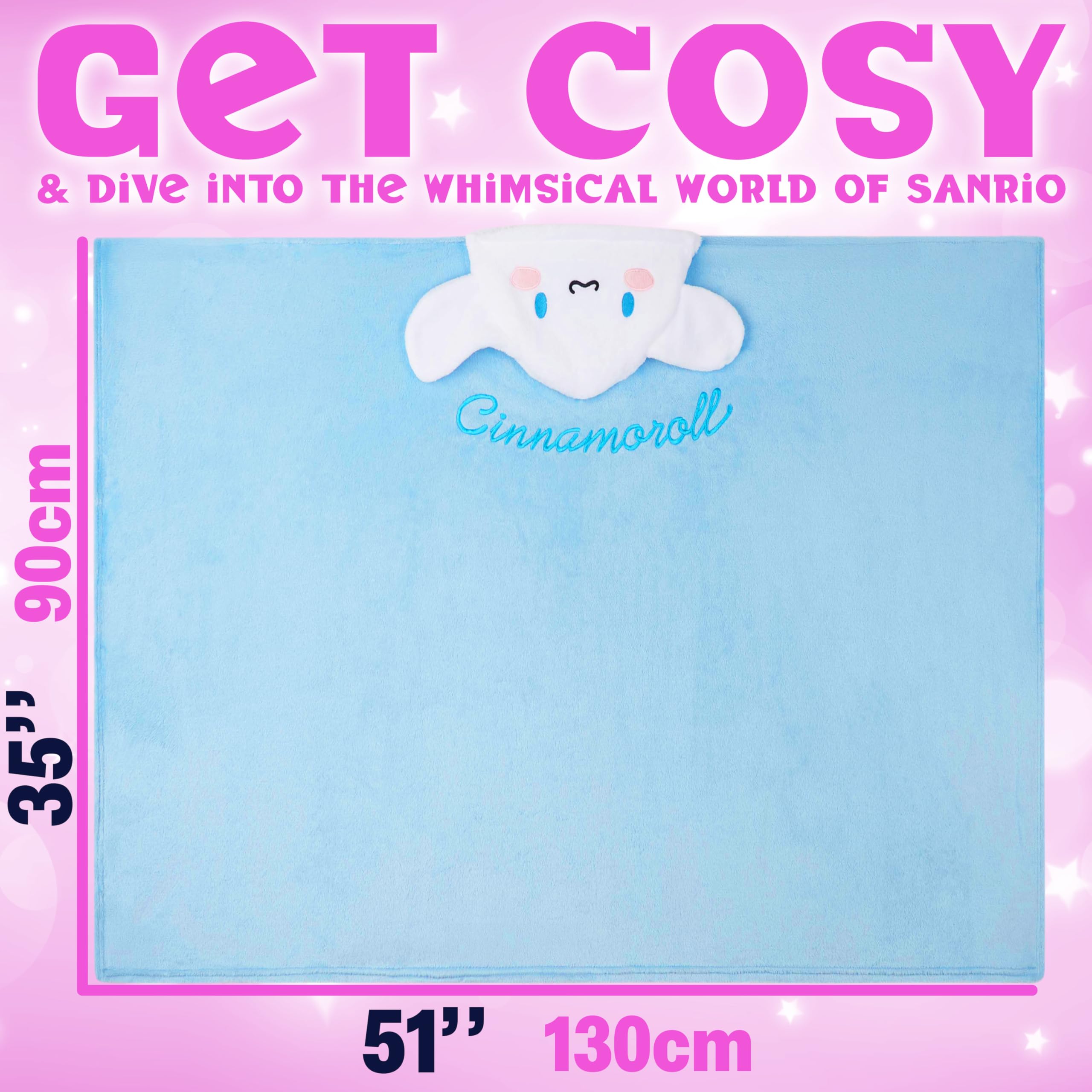 Hello Kitty Sanrio Coperta con Cappuccio Bambina, 90x130cm, Soffice Kawaii Coperte Indossabili Kuromi Cinnamoroll, Anime Regalo Ragazza