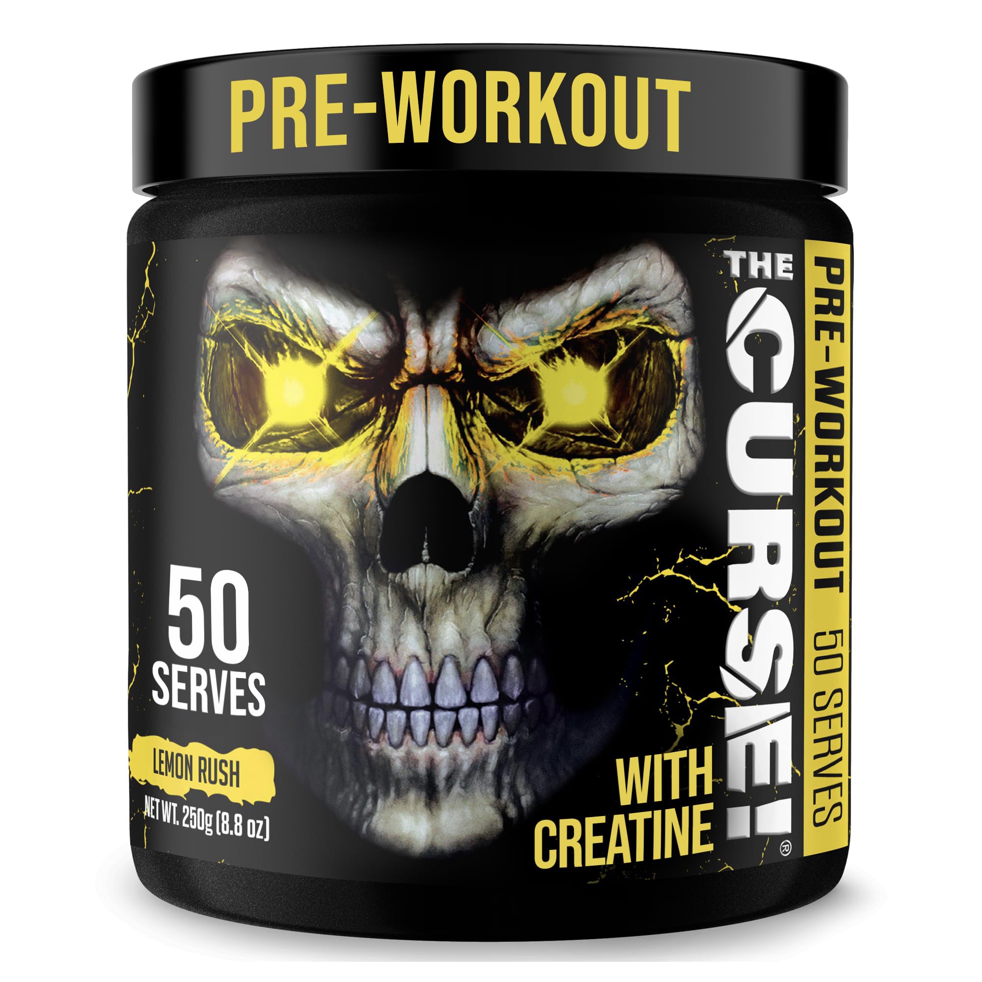 JNX SPORTS The Curse! Pre Workout Powder for Men & Women, Caffeine, Beta-Alanine, Creatine, L-Citrulline, 50 Servings, Lemon Rush Flavor – Boost Energy, Strength & Focus
