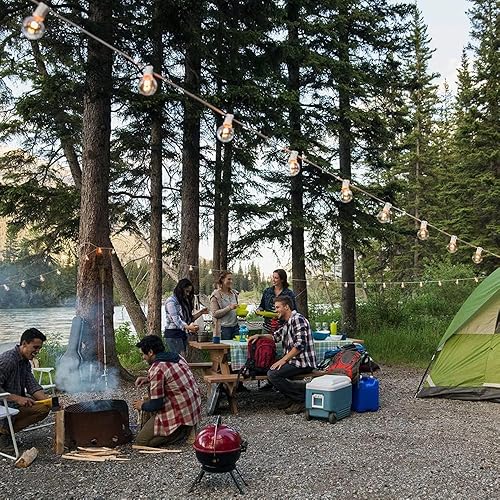 Miniatura 38 de SUNTHIN Guirnalda de luces blancas para exteriores, luces blancas de patio de 48 pies con 25 bombillas LED G40 inastillables (1 repuesto), luces