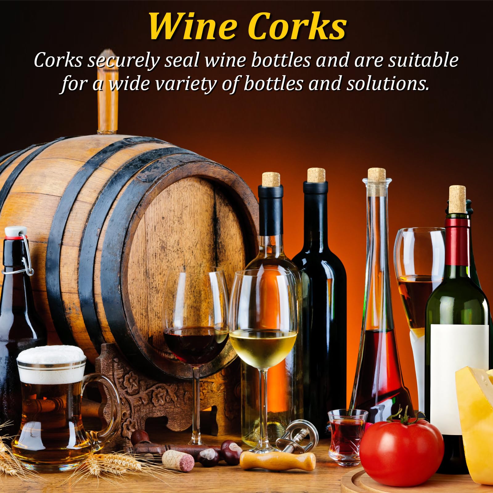 20 Piezas Tapones de Vino, Tapones de Corcho y Madera Suave Natural, Para Sellar Botellas de Vidrio