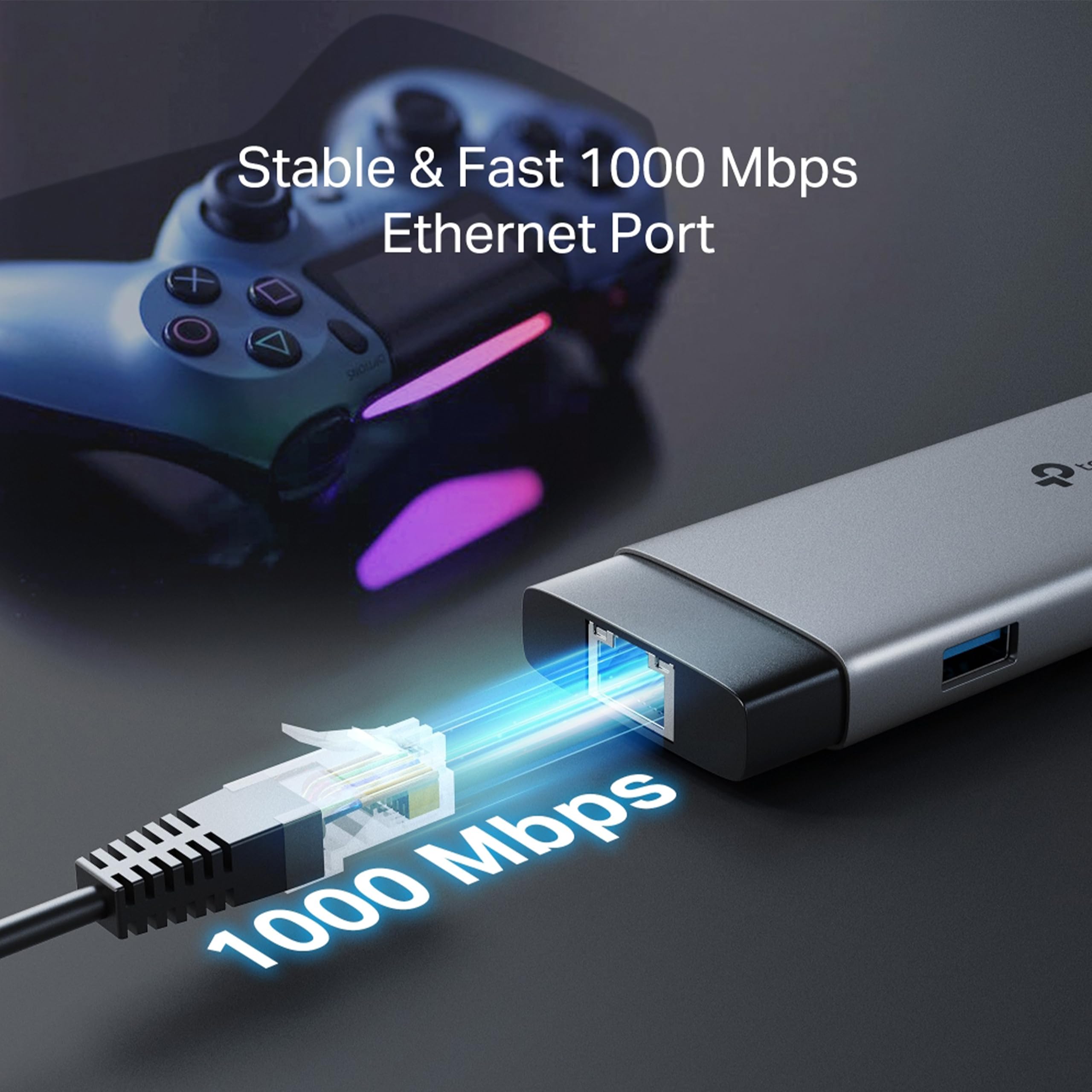 UH9120C, koncentrator USB typu C 9 w 1, 4K przy 60 Hz HDMI, 1 Gb/s Ethernet, SD i microSD UHS-I, zasilacz 100 W, 1 x port danych USB-C, 3 porty danych USB-A