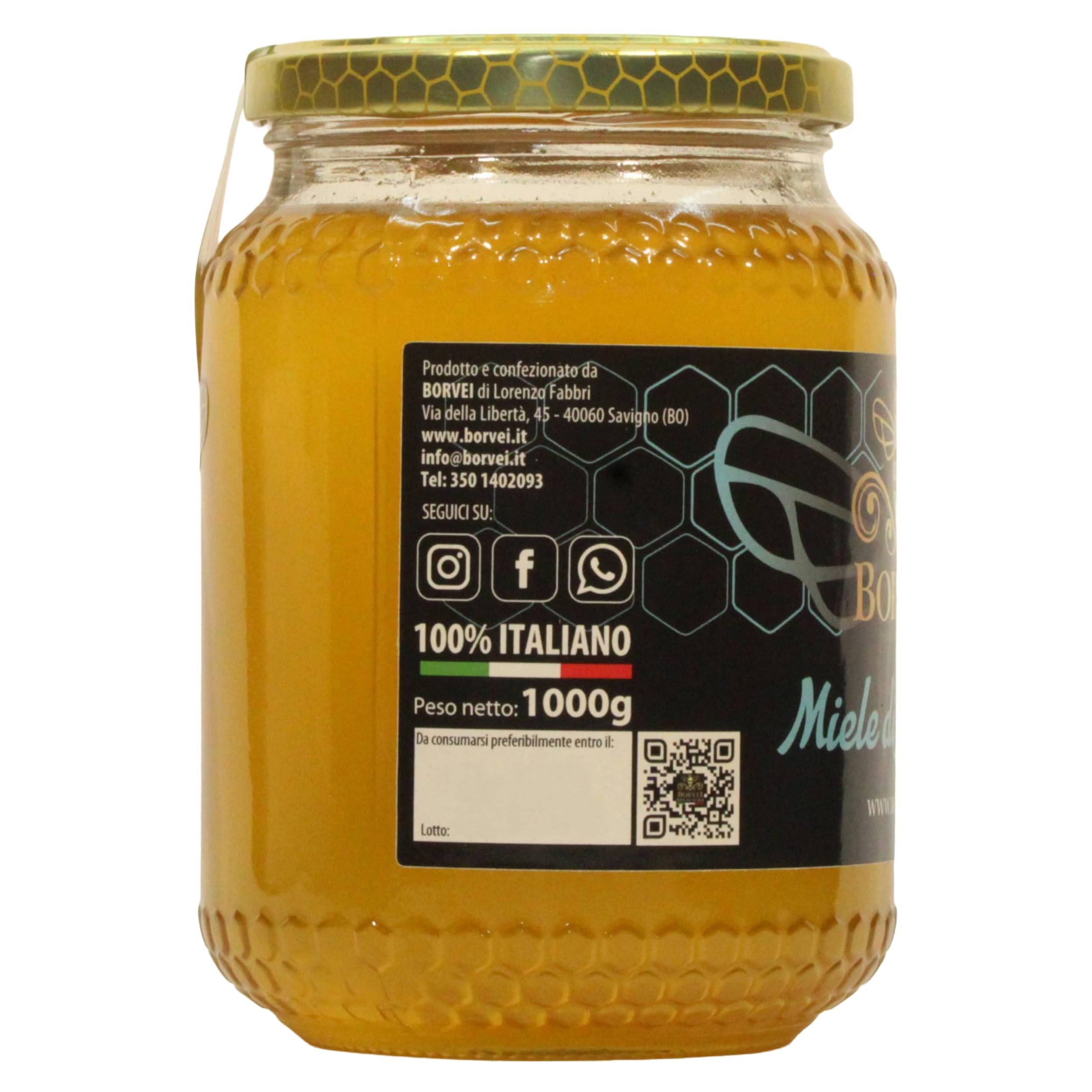 Miele di Acacia Italiano 1kg da Apicoltore Diretto BORVEI | Grezzo, Non Pastorizzato e Naturale | Estratto a Freddo | Artigianale | Senza Miscele UE