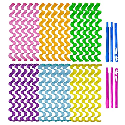 30 rulos sin calor para rizos ondulados, kit de rizadores en espiral sin calor con ganchos de peinado para cabello largo (25.5 pulgadas25.6 in) disponible en Yaxa Costa Rica