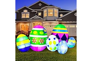 Joiedomi Giant 7.5 ft Long Easter Inflatable Eggs with Built-in LEDs