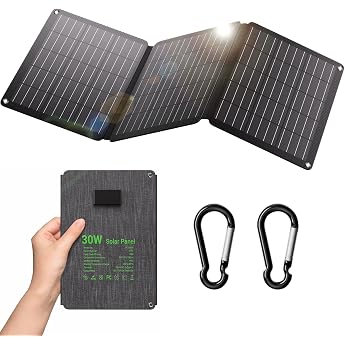 HAPDOOP 30 W Foldable Solar Panel, USB C USB A DC, IP67 Waterproof | Portable solar charger for camping and hiking, can only 