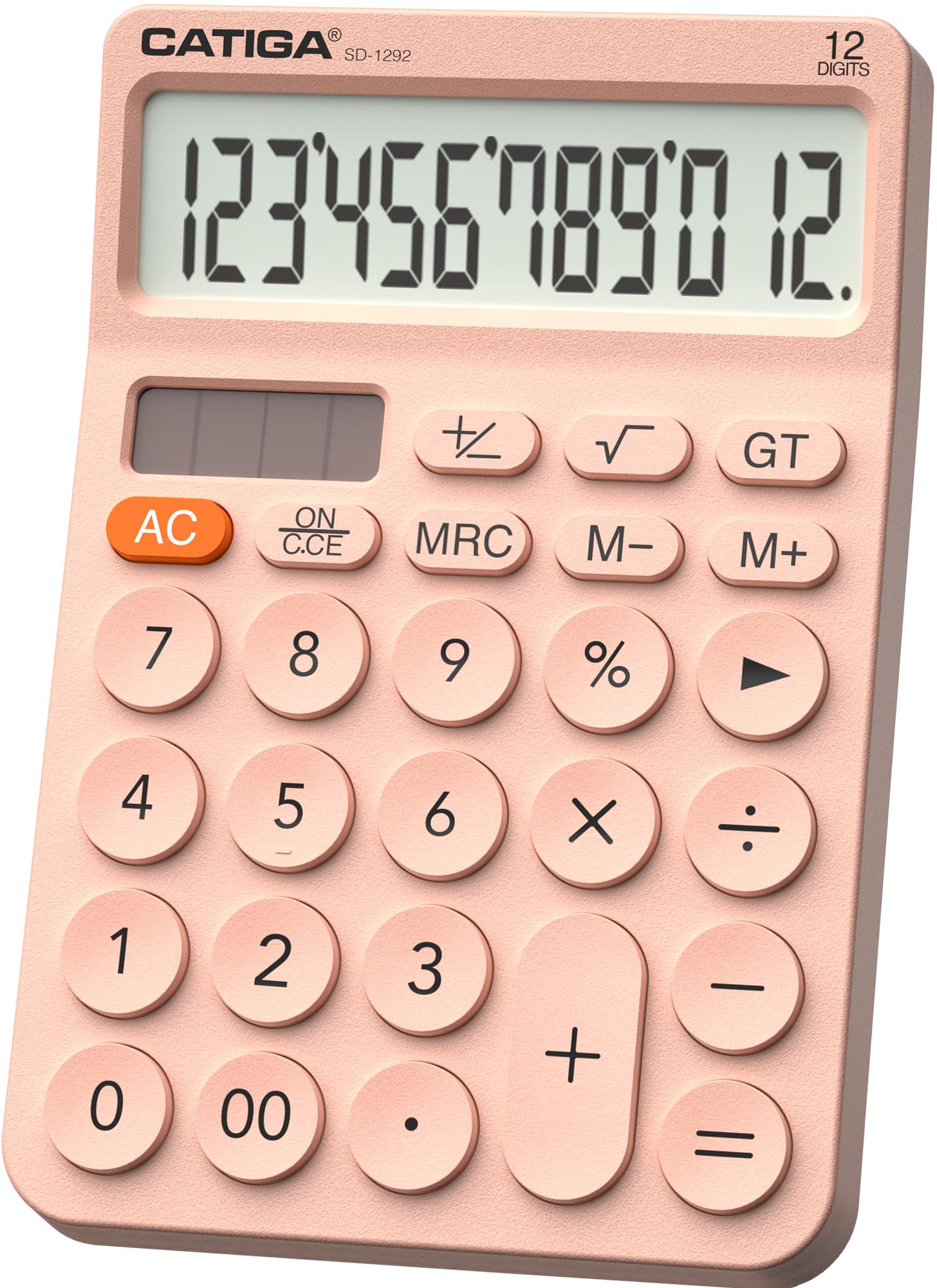 CATIGA 12 Digit Desktop Calculator with Large LCD Display, 4 Funtions Calculator, Round Design Big Button, Solar and Battery Dual Power, Standard Function for Office, Home, School, SD-1292 — image 1