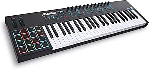 Alesis VI49 - 49 Key USB MIDI Keyboard Controller with, 16 Drum Pads, 12 Assignable Knobs, 36 Buttons and 5-Pin MIDI Out, Production Software Included Black