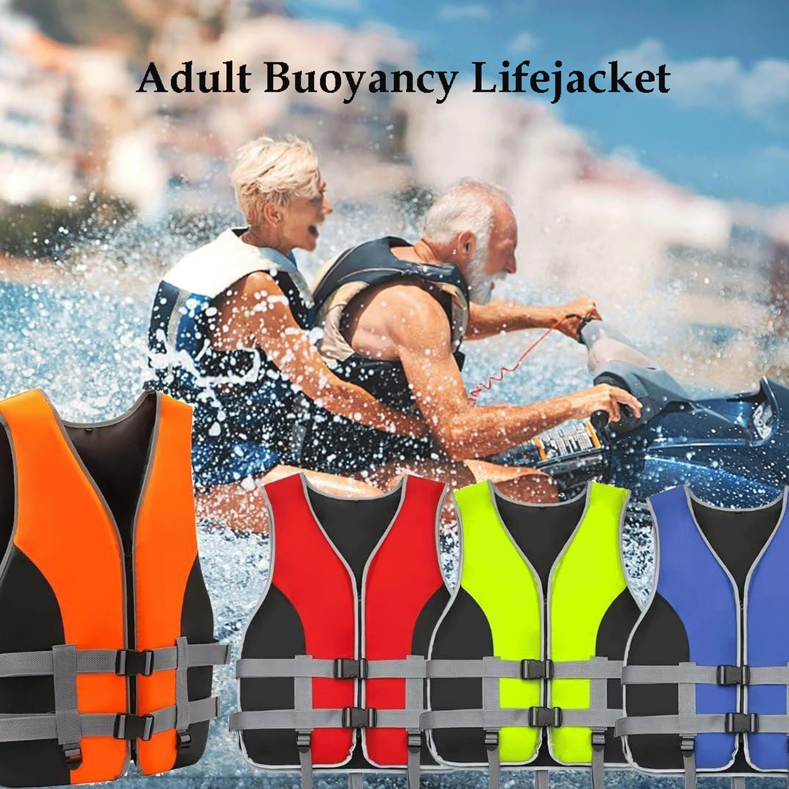 Generico Giubbotto di Salvataggio Salvagente per Adulti Regolabile Galleggiante Aiuto al Galleggiamento in Schiuma con Fischietto, Vest per Kayak Nuoto Aiuto Sport Acquatici all'aperto