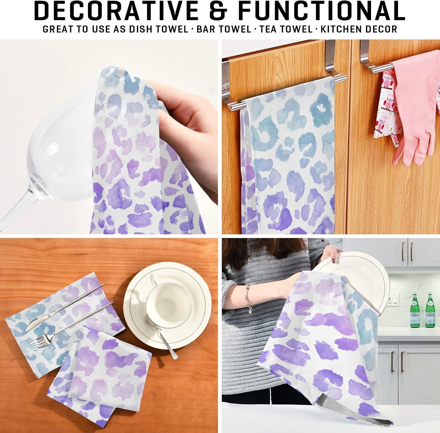 Tie Dye Lips Dish Towels Kitchen, Pack of 6, Super Soft Absorbent Hand Towel, Tea/Bar Towels for Home 18"x28"