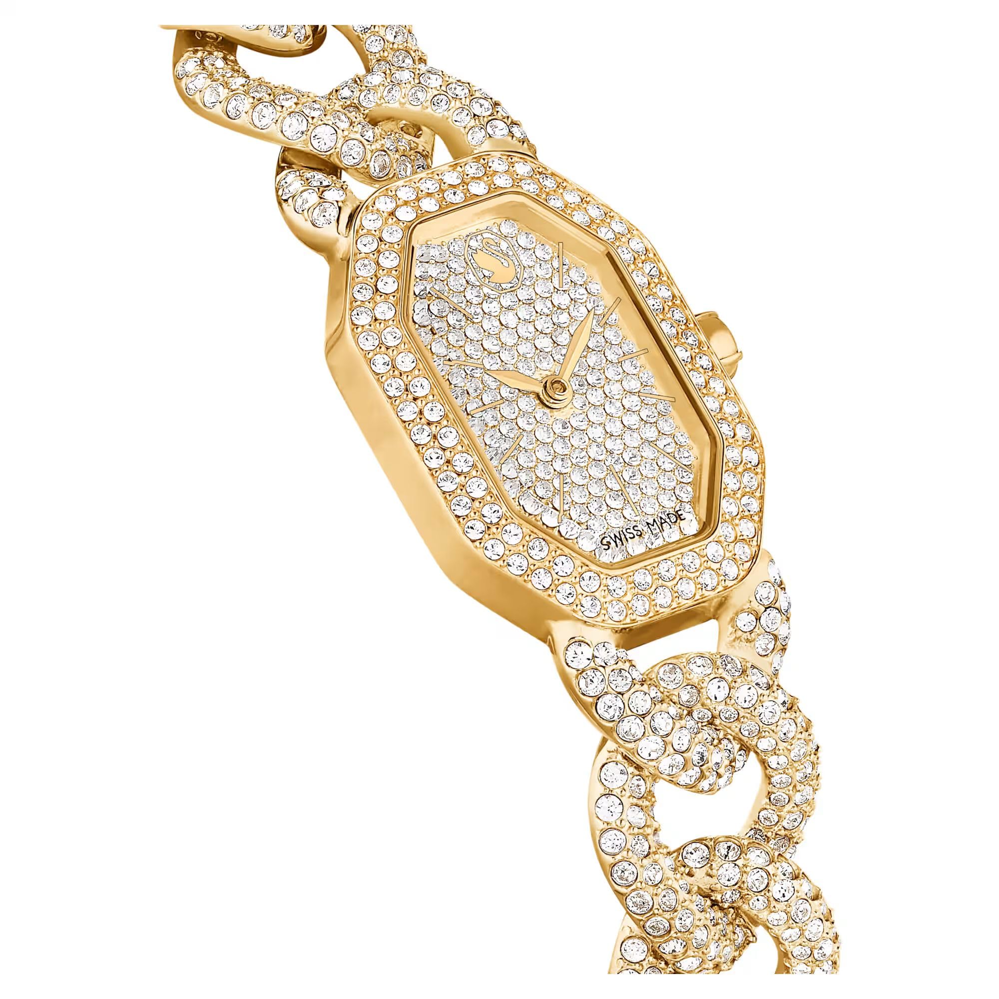 Swarovski Dextera Kettenuhr Swiss Made, Kristallarmband, goldfarben, goldfarbenes Finish, 5668854, Gold, gold, Luxuriös