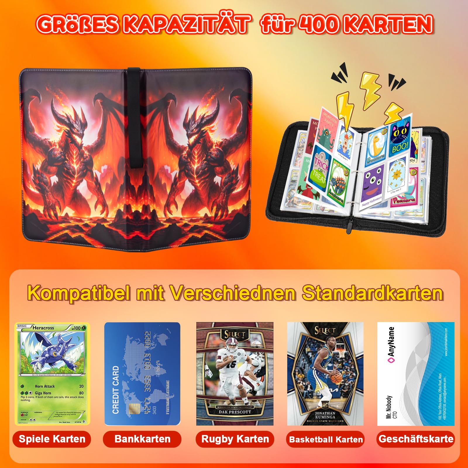 Kaartenverzamelalbum voor 400 kaarten met 50 pagina's van PU-leer