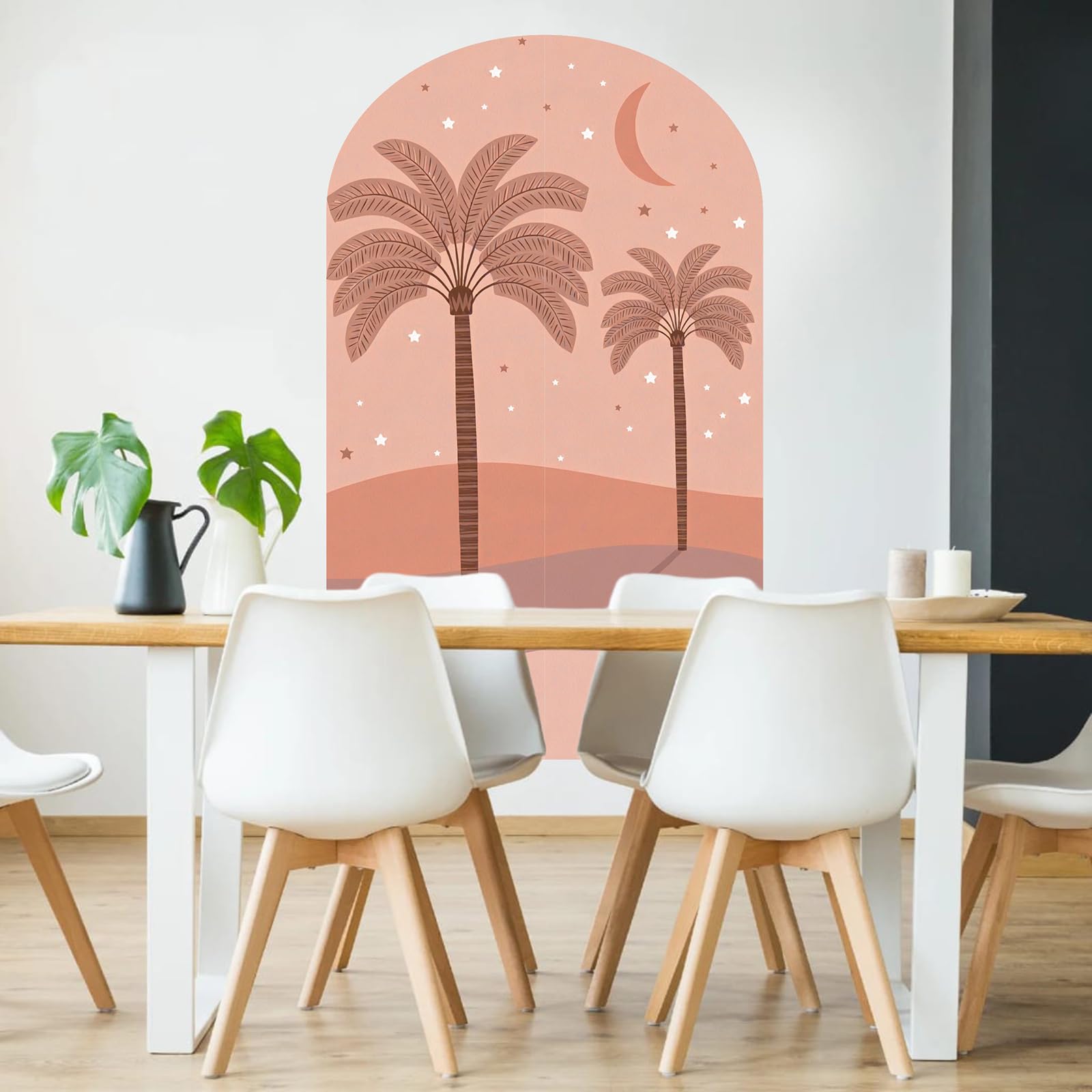TOARTi Peel and Stick Wall Decal Orange Coconut Tree Arch Wall Sticker,Bohemia Wallpaper Plants Wall Sticker Headboard Nursery Wall Decorr,20x32inch - Image 3