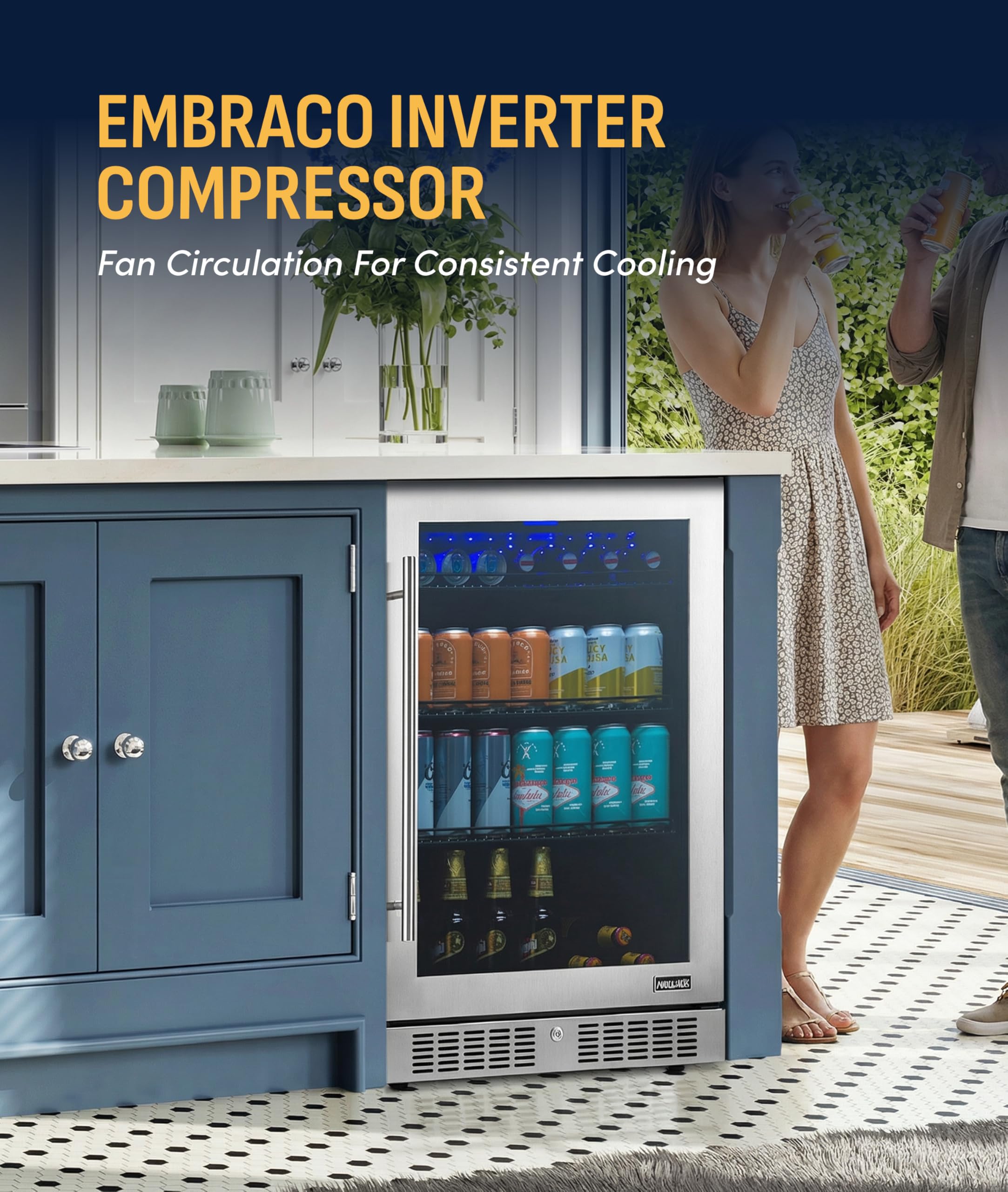 NewAir 224 Can Beverage Refrigerator | 24” Built-In Or Freestanding Mini Fridge For Bedroom, Home Bar Or Living Room | Color-Changing LED & Adjustable Shelves | Stainless Steel on Fridge.com - View 6