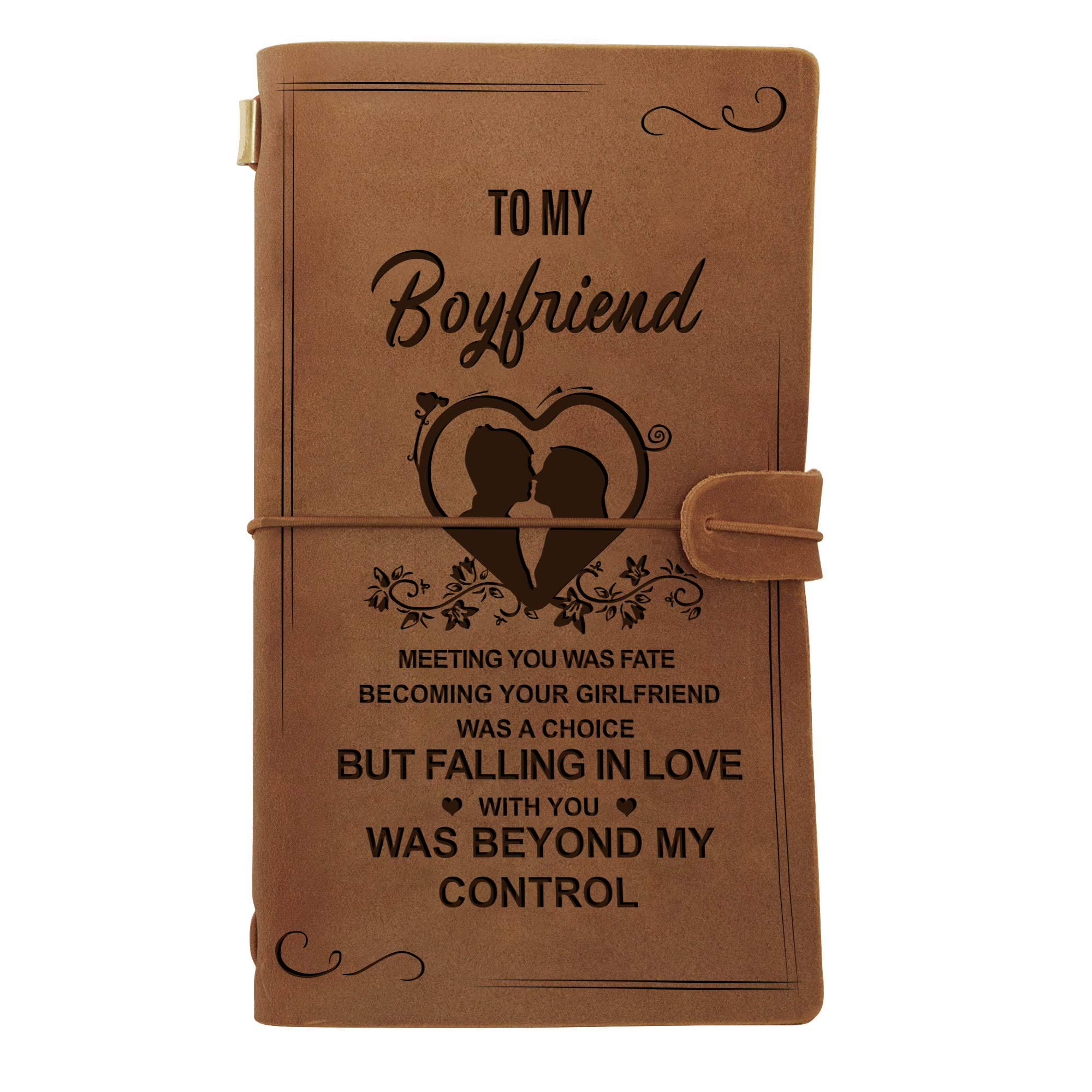 Kenon Engraved Leather Notebook To My Boyfriend - Hand-Crafted Genuine Leather Journal for Writing, Poets, Travelers, as a Diary or Life Planner - Best Anniversary Valentines Present