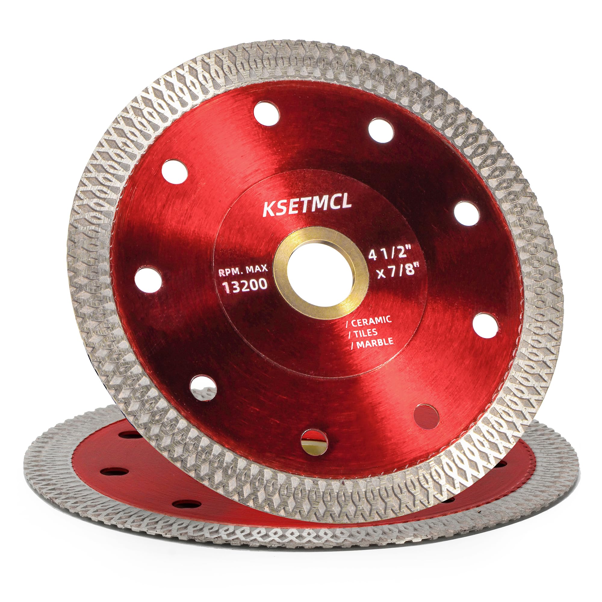 KSETMCL 4.5 Inch Diamond Saw Blade, 2-Pack Super Thin Tile Blade for Angle Grinder - Smooth Cutting for Porcelain, Ceramic, Granite - Dry/Wet Use