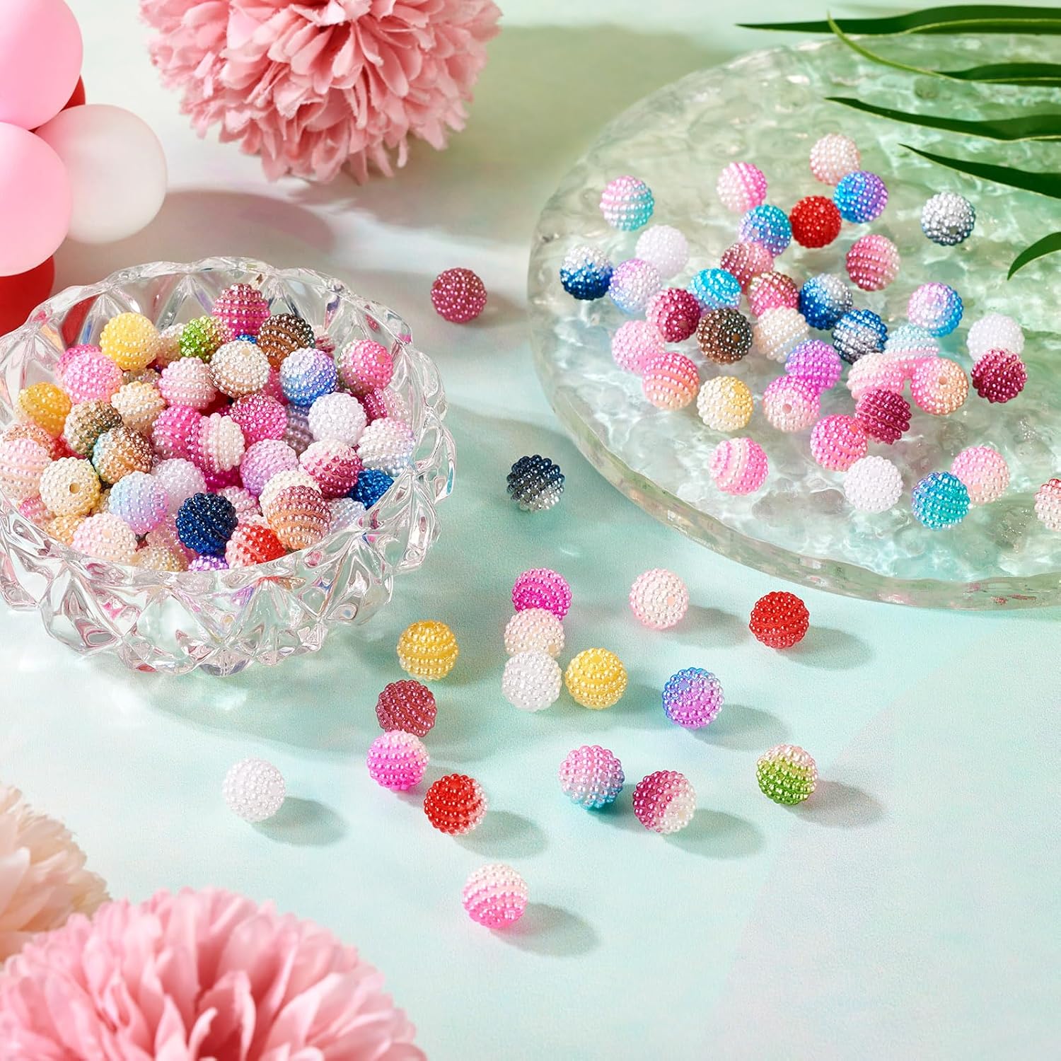 KISSITTY 150pcs 10mm Pearl Berry Beads Gradient Colorful Round Drilled Loose Spacer Beads 15 Color for DIY Jewelry Making Necklaces Earrings Bracelets Decorations Ornaments - Image 3