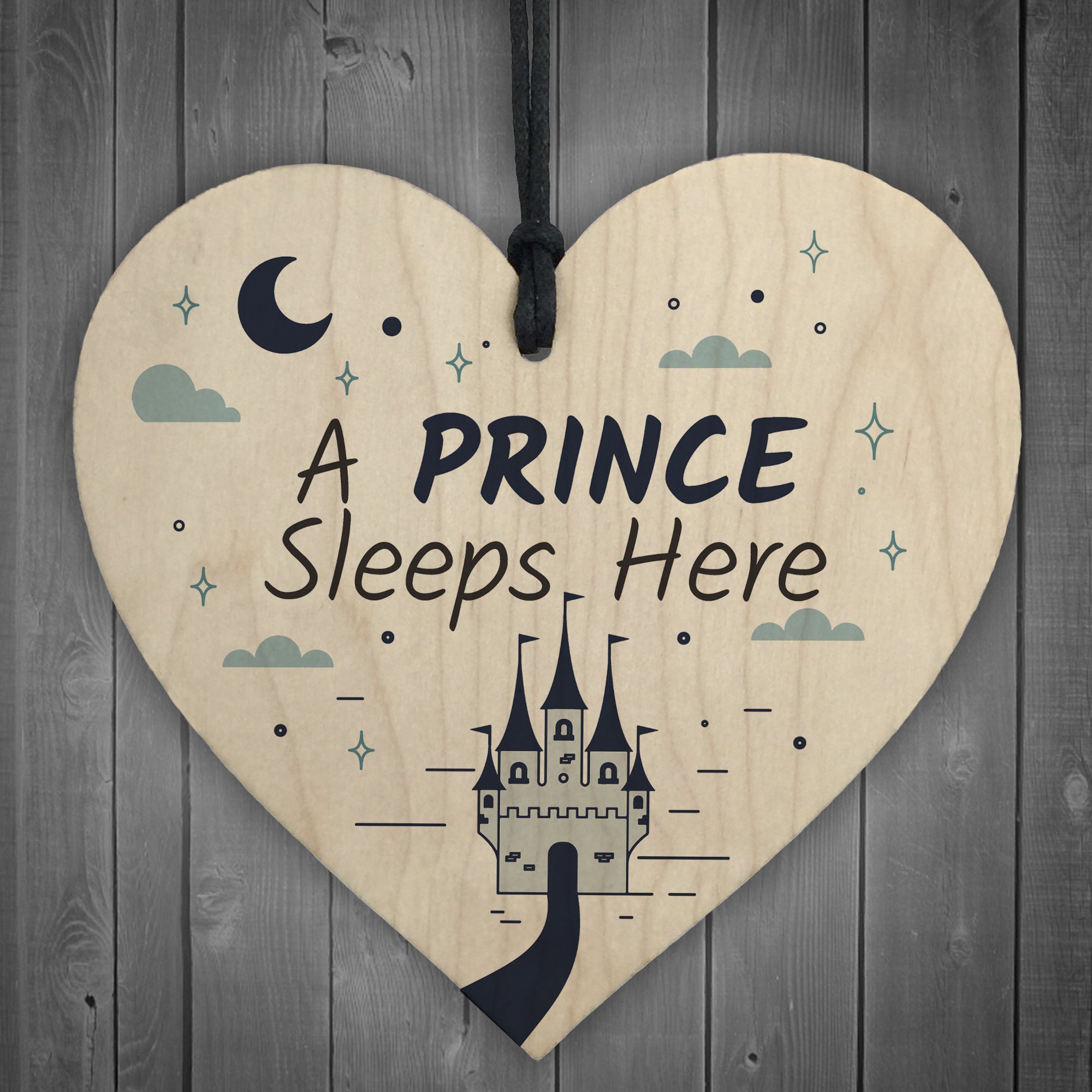 Red Ocean Boys Multicolour Prince Sleeps Here Plaque Bedroom Accessory Blue Kids Wall Sign Quote Gift