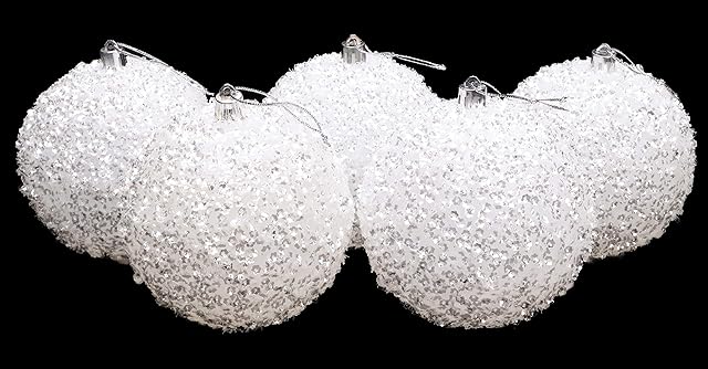 Christmas Concepts® Pack of 5-100mm Large Baubles - Shiny, Matte & Glitter Design - Christmas Decorations (IRIDESCENT SPARKLE)