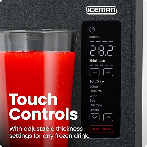 ماكينة صنع المشروبات المثلجة Iceman by Chefman Slush-Ease بسعة 68 أونصة، وماكينة صنع المشروبات المثلجة بسعة 48 أونصة مع 5 إعدادات مسبقة وشاشة LED، مثالية للمارغريتا المجمدة والفرابيه والعصائر والمشروبات المخفوقة