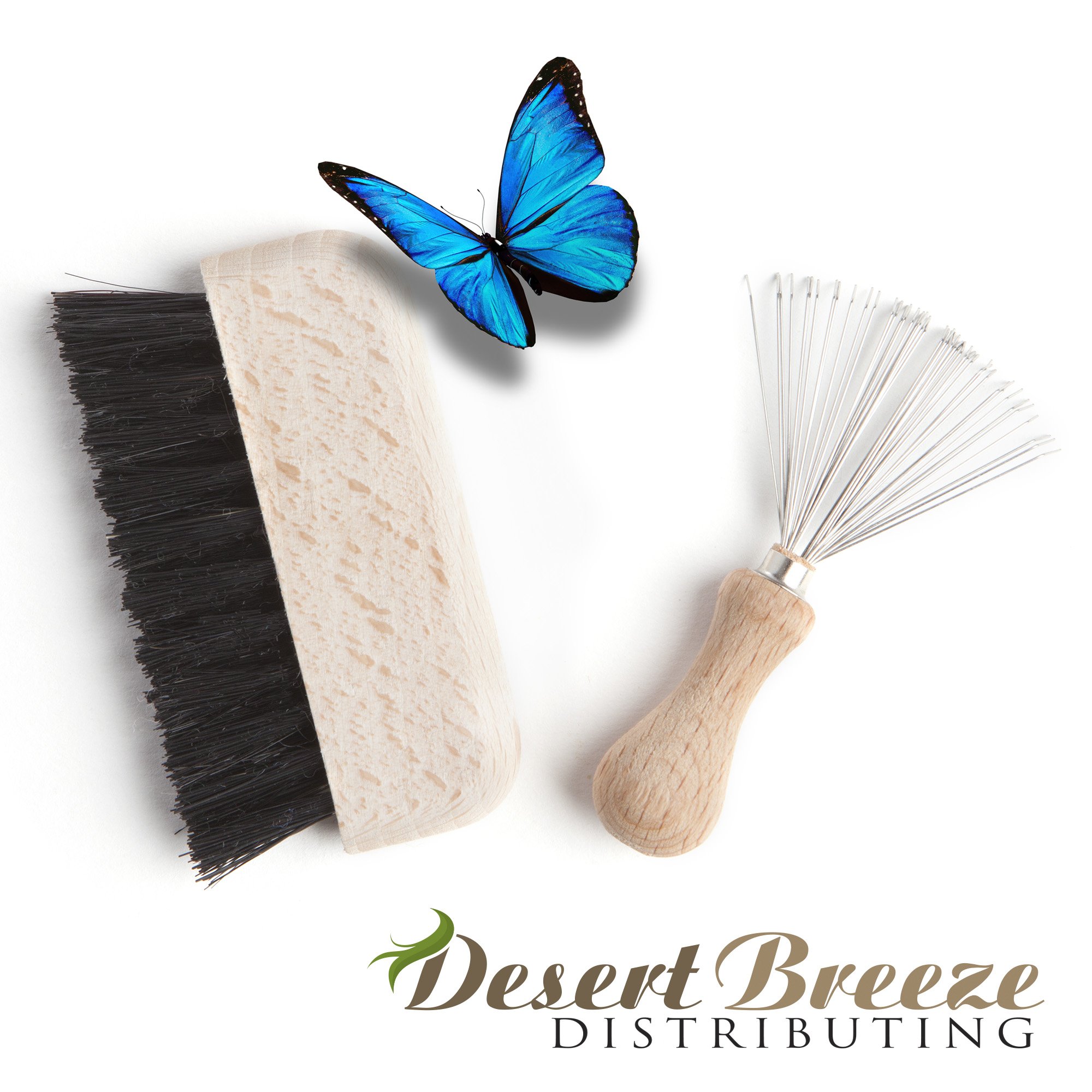 Hair Brush and Comb Cleaner, Rake and Scrub Brush, Cleaning Kit, Beech Wood Handles, Made in Germany