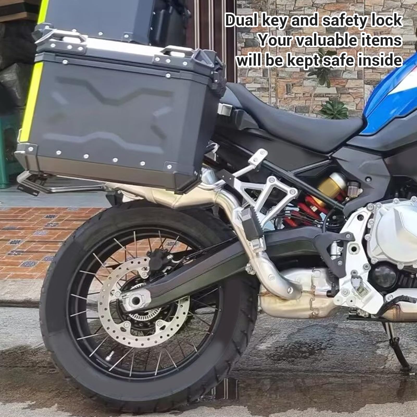 Maleta Lateral para Motocicleta, 28 L, Lado Izquierdo y Derecho, Caja de Alforja Lateral Dura, Portador de Almacenamiento con Bastidores de Soporte y Cerradura de Seguridad para