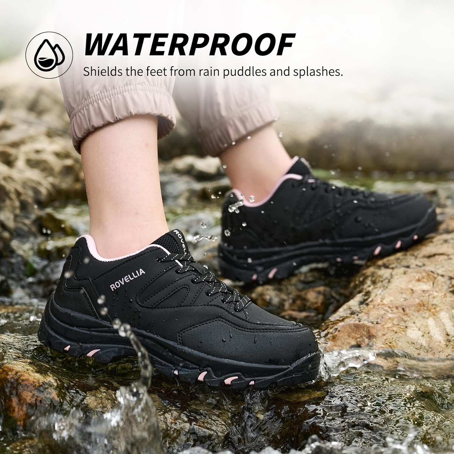 Waterproof Hiking Shoes Women Fashion Sneakers Tennis Walking Shoes Non-Slip Grip Ankle Support, Durable Comfort for Trekking, Trail Running, and Outdoor Adventures - Image 4