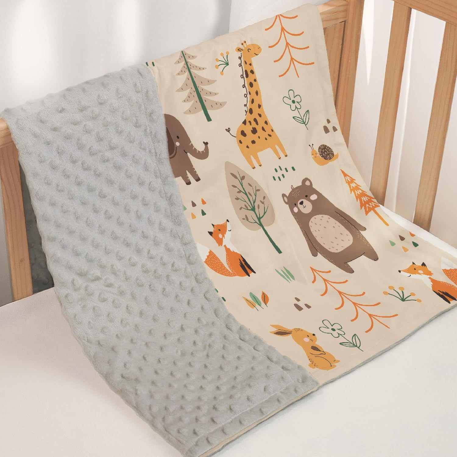 SANDJEST Woodland Animal Blanket - 30 x 40 Kids Minky Blankets for Boys Girls - Gifts for Birthday Christmas - Nursery Bedroom Decor - Image 5