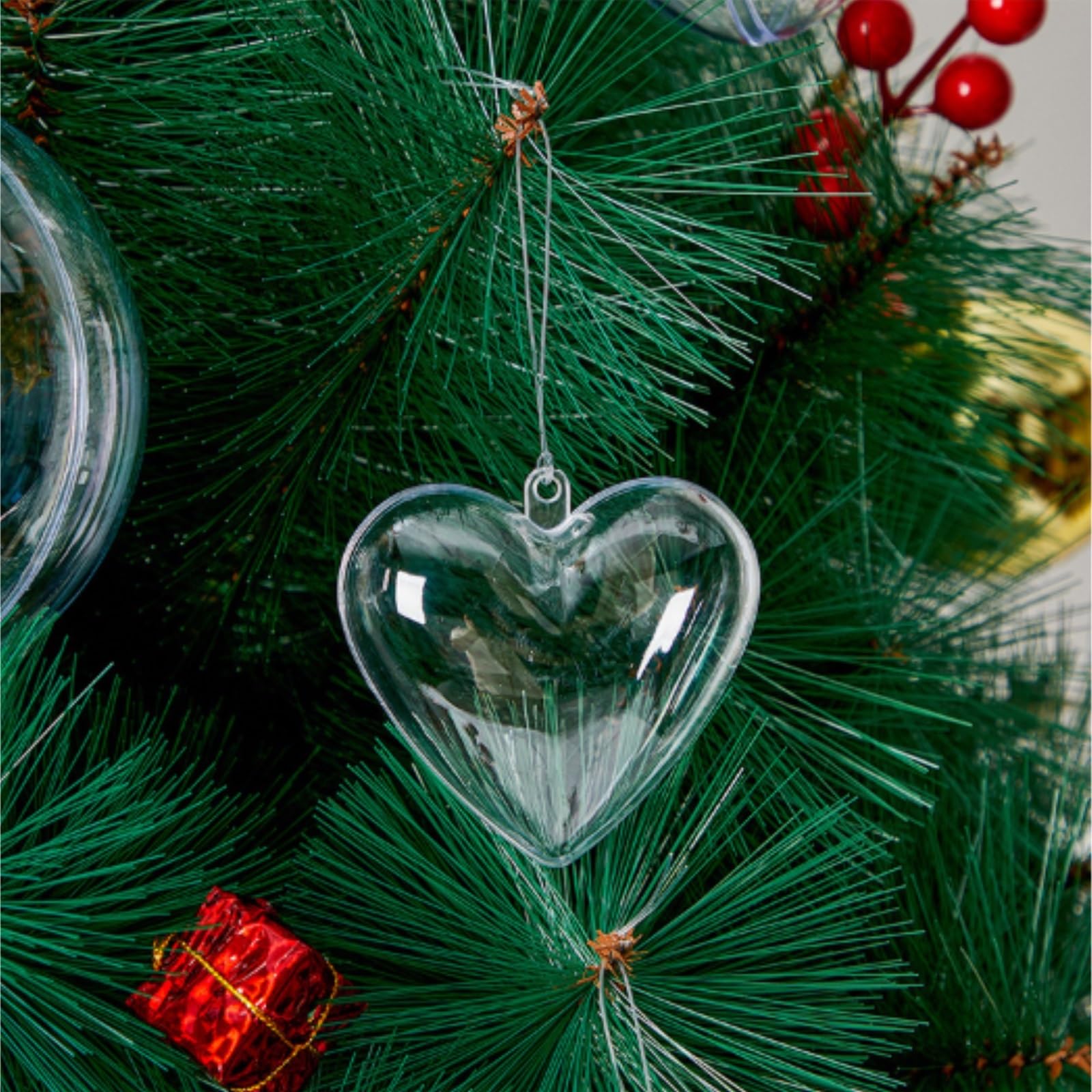 Bolas De Navidad para Colgar Adornos Navideños: Bolas De Plástico Huecas Transparentes Formas Irregulares Decoraciones para Fiestas(Transparent3)