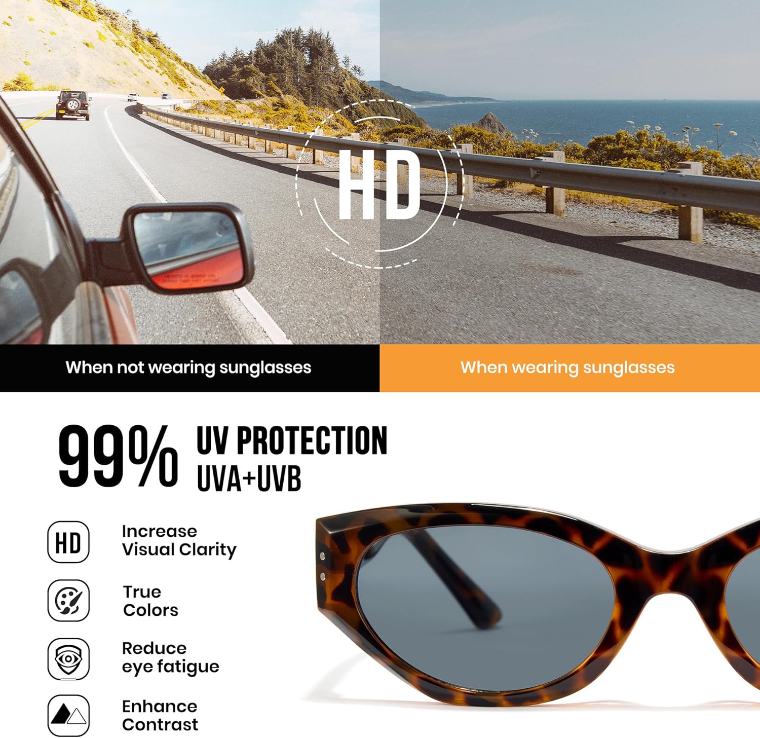Cyxus Acetate Cateye Sunglasses for Women, Lightweight for All-Day Wear UV400 Protection for Driving, Travelling, Party 1349