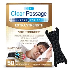 Clear Passage Extra Strength Nasal Strips 50 Ct Nasal Dilators for Men Women Anti Snoring Instant Congestion Relief
