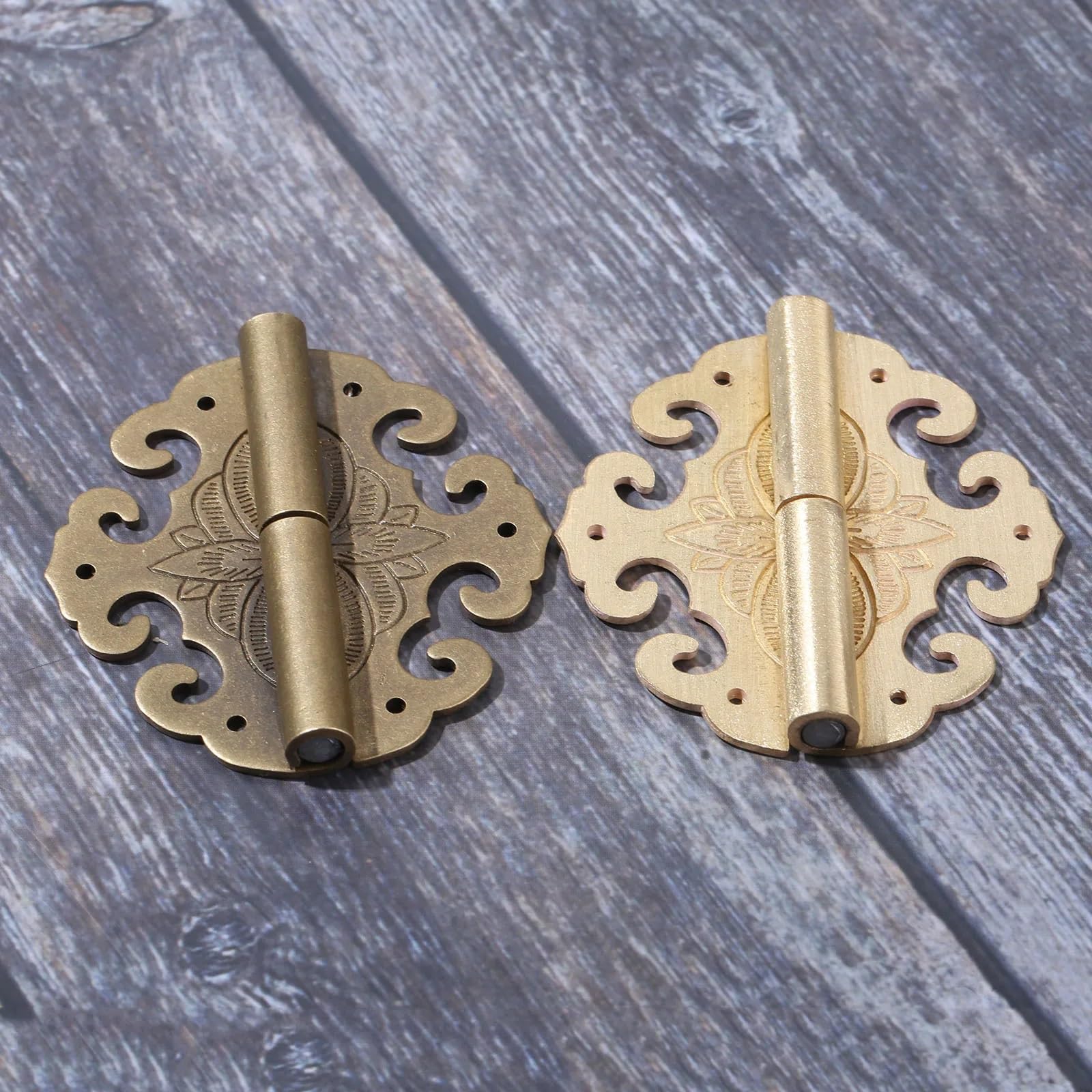 Scharniere aus Messing, Fledermaus-Blume, Dekoration, Wolkenscharniere, Holz, Geschenk-Schmuckschatulle, Scharnierbeschläge für Möbel-Hardware, 6 Stück, Schrauben, 60 x 55 mm (rechtes Messing