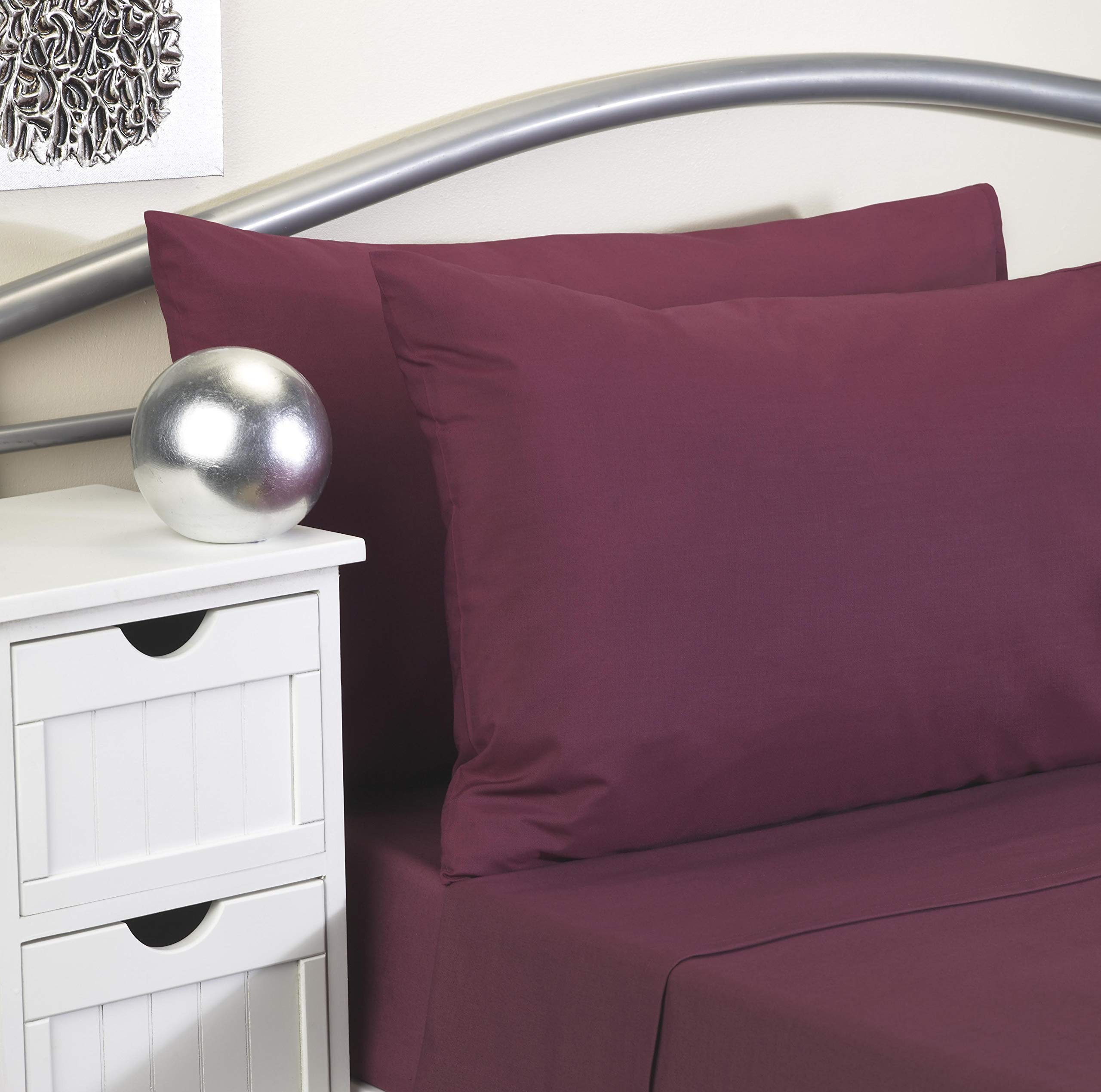 Tiacare Burgundy Bed Linen - Fire Retardant To Bs En 7175 (, Single - Duvet Cover)