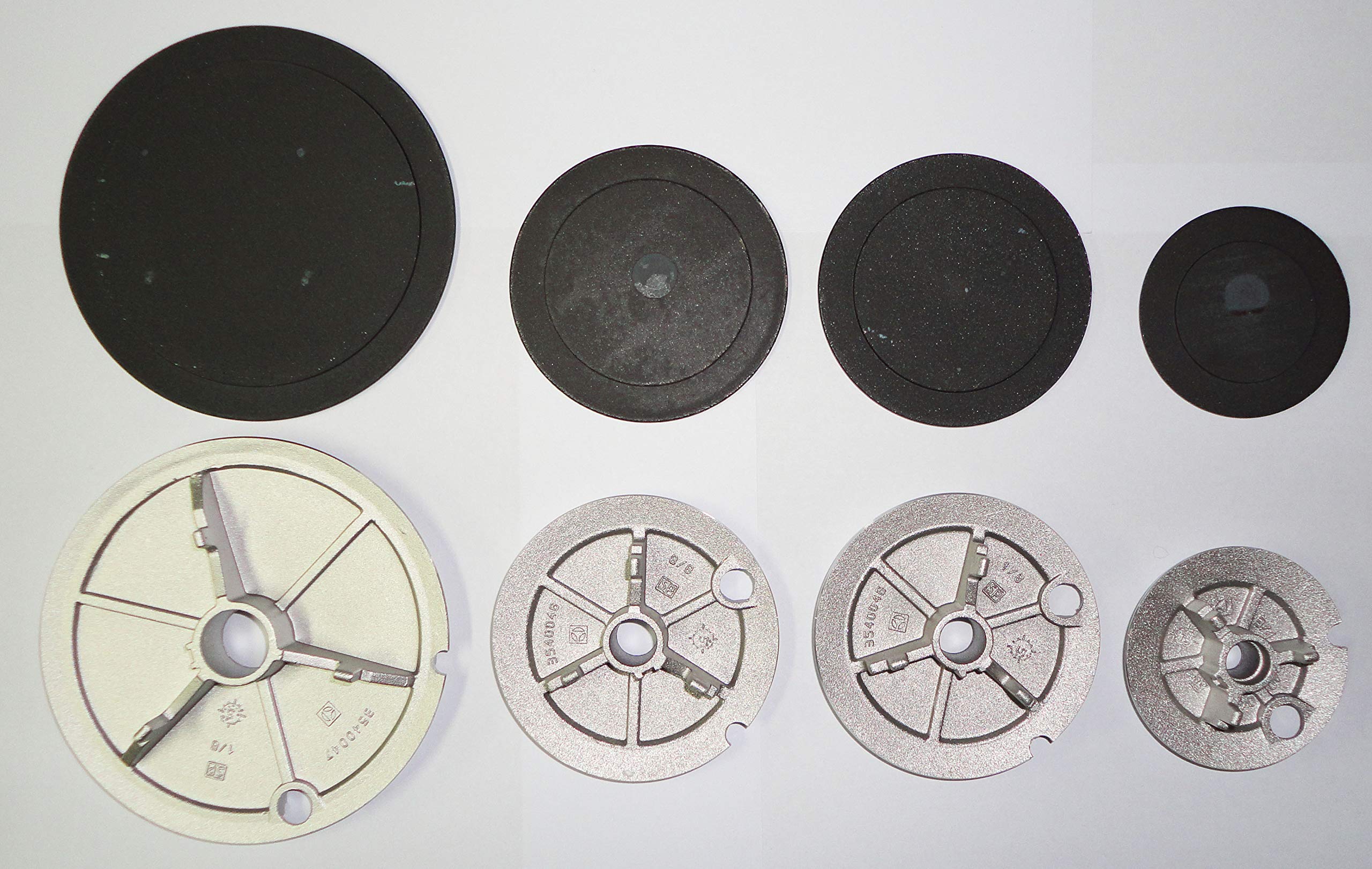 Franza - Kit 4 bruciatori spartifiamma + 4 piattelli smaltati neri per Electrolux Rex Aeg Zanussi - 1 grande - 2 medi - 1 piccolo - 50287425008 - KIT44050/OR - Prodotto originale