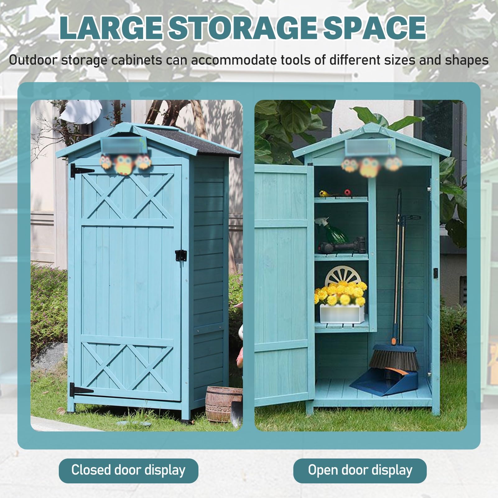 Amazon | 屋外用垂直シェッド、ロッカー付き、ガーデン収納