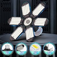 Vista 3 de Luces LED de garaje, 1 paquete de 200 W, luces LED de techo superbrillantes, base E26/E27, 6500 K, 22000 lúmenes, luz de garaje deformable ideal
