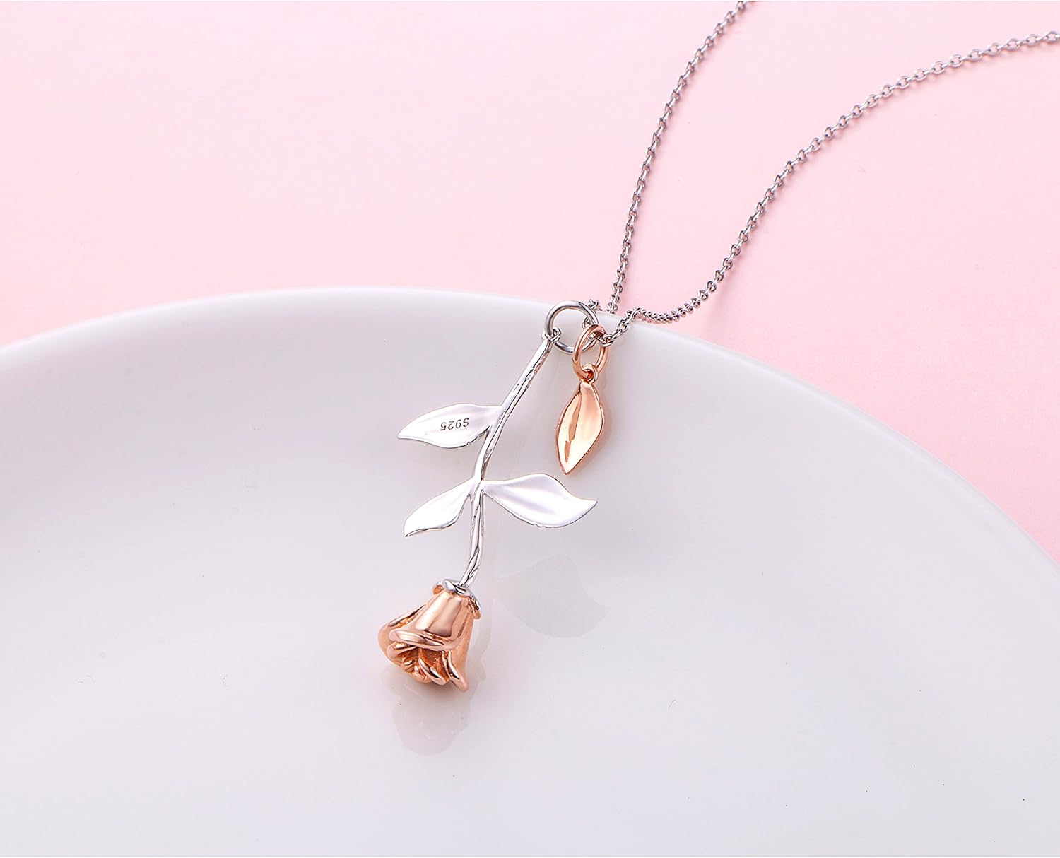 Alphm Valentines Day Rose Gifts S925 S925 Sterling Silver Rose Flower Pendant Necklace for Women Floral Jewelry - Image 5
