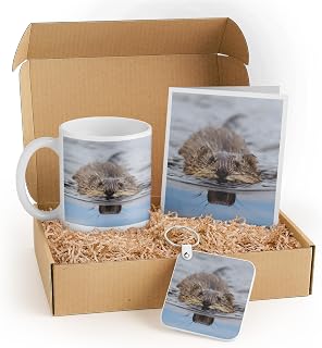 3dRose Muskrat Lover Gift Set: Mug, Keychain, and Card Featuring Cute Muskrat Design – Perfect for Animal Lovers, Birthdays, and Holidays