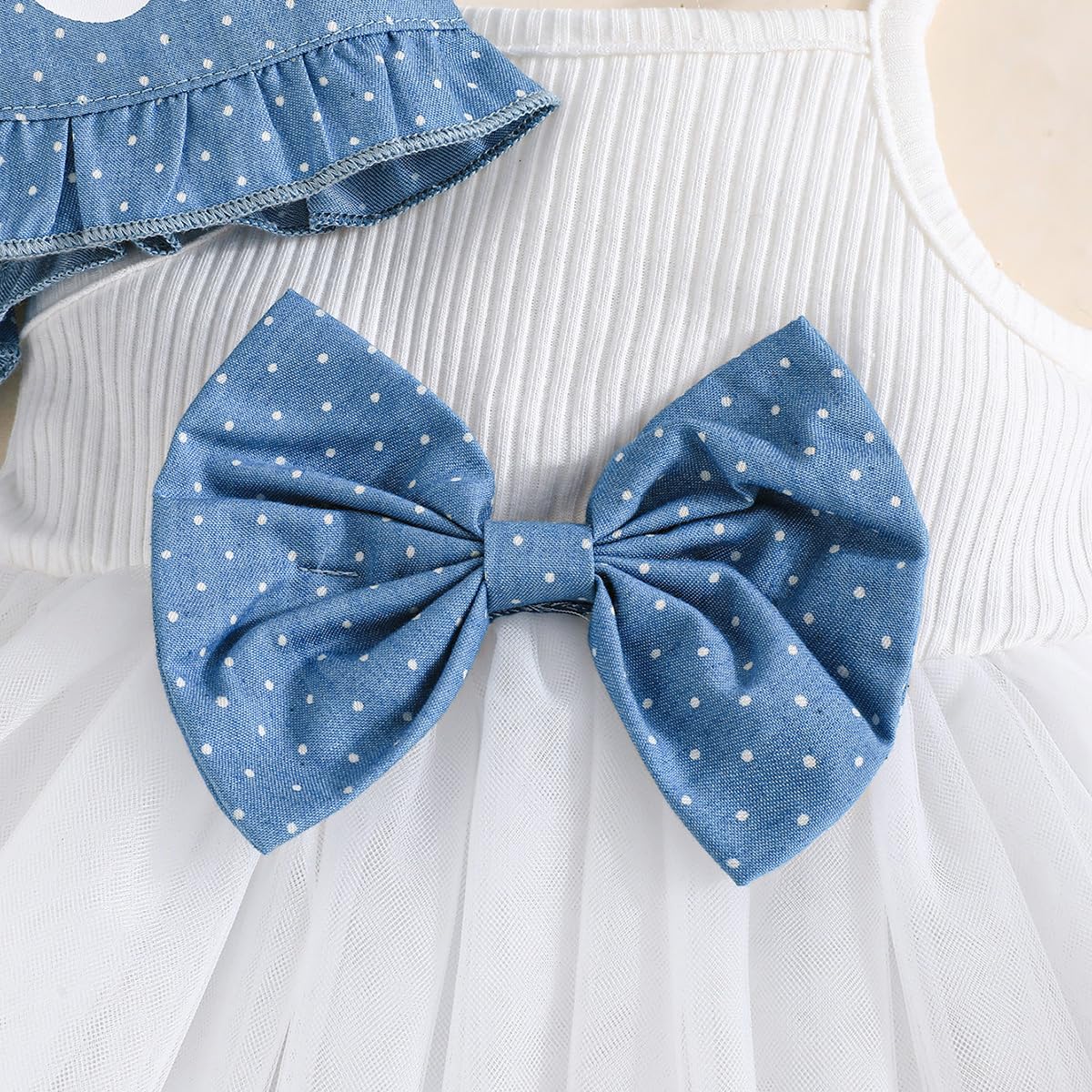 Yanmucy Bambino Bambina Vestito con Cardigan Set 2PCS Bambine Senza Maniche Tulle Tutu Vestito a Maniche Corte Polka DOT Ruffle Coat Top Outfits Abitini per Bambina
